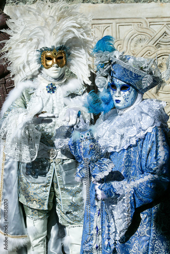 Two beautiful venetian masks at Saint Marks Square, Carnival of Venice