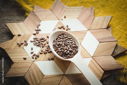 Flax seeds in spoon