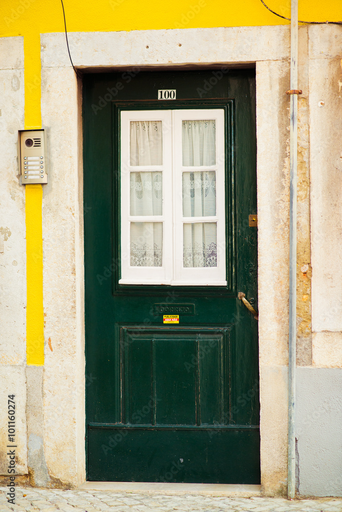 Naklejka premium thin houses in old town, Porto, Portugal