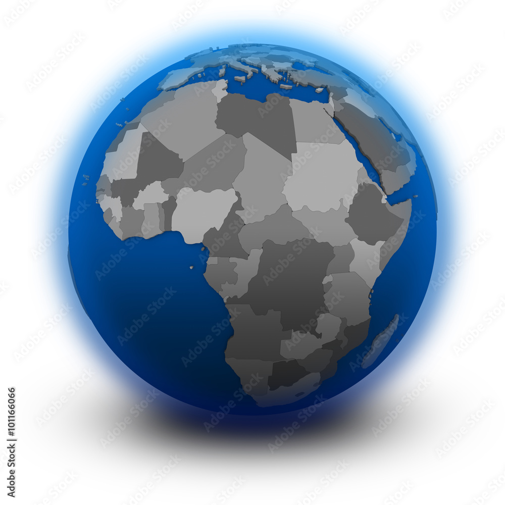 Africa on political globe