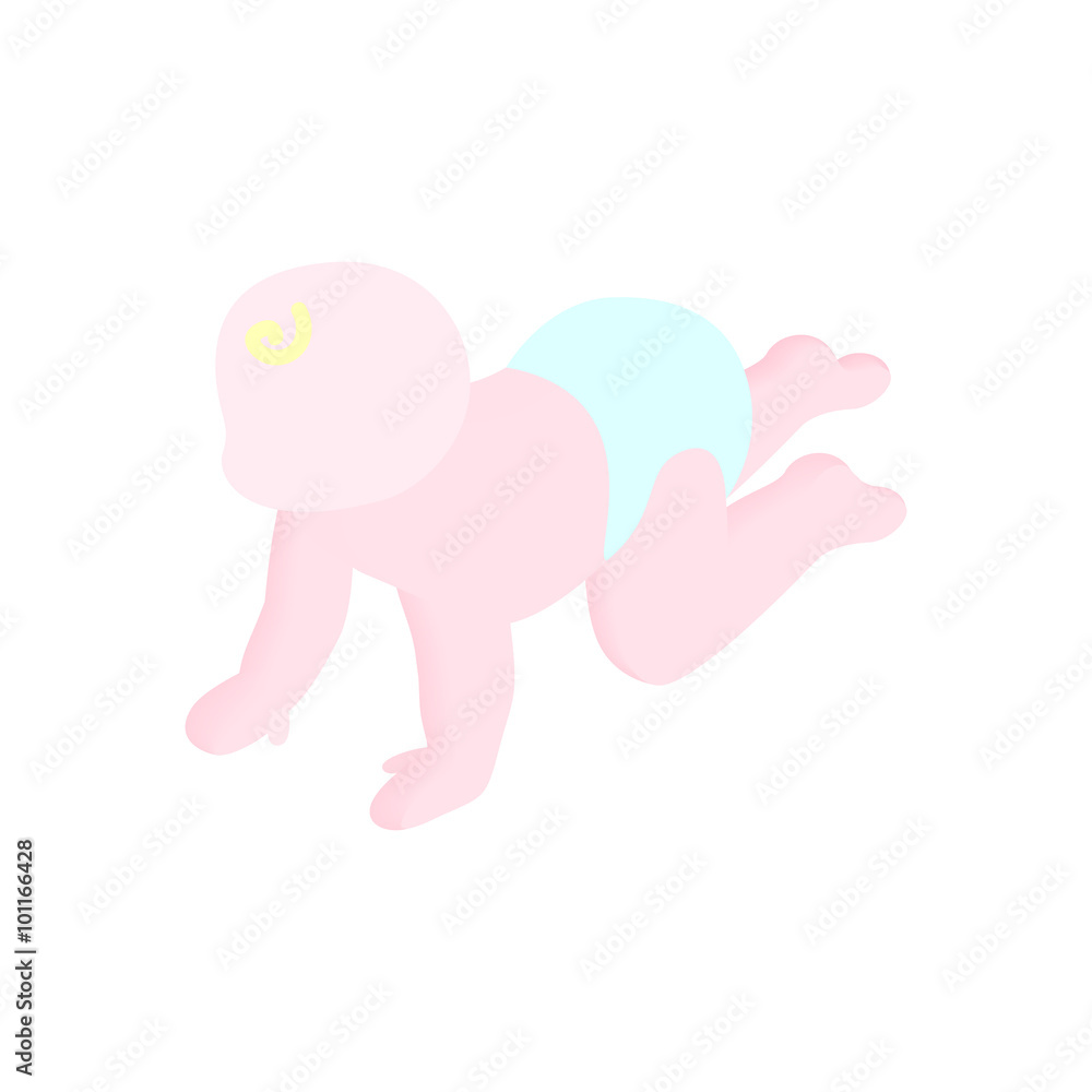 Baby crawling isometric 3d icon Baby crawling isometric 3d icon