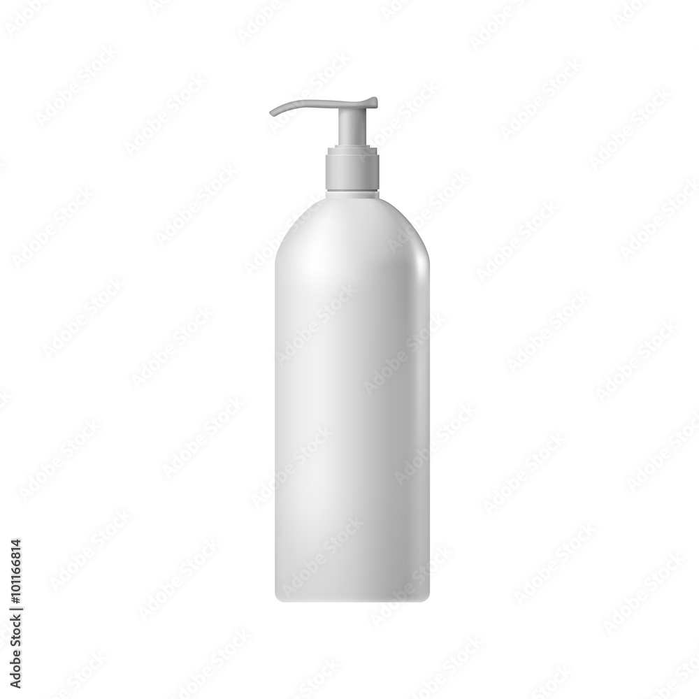 Fototapeta premium White blank cosmetic bottle with batcher