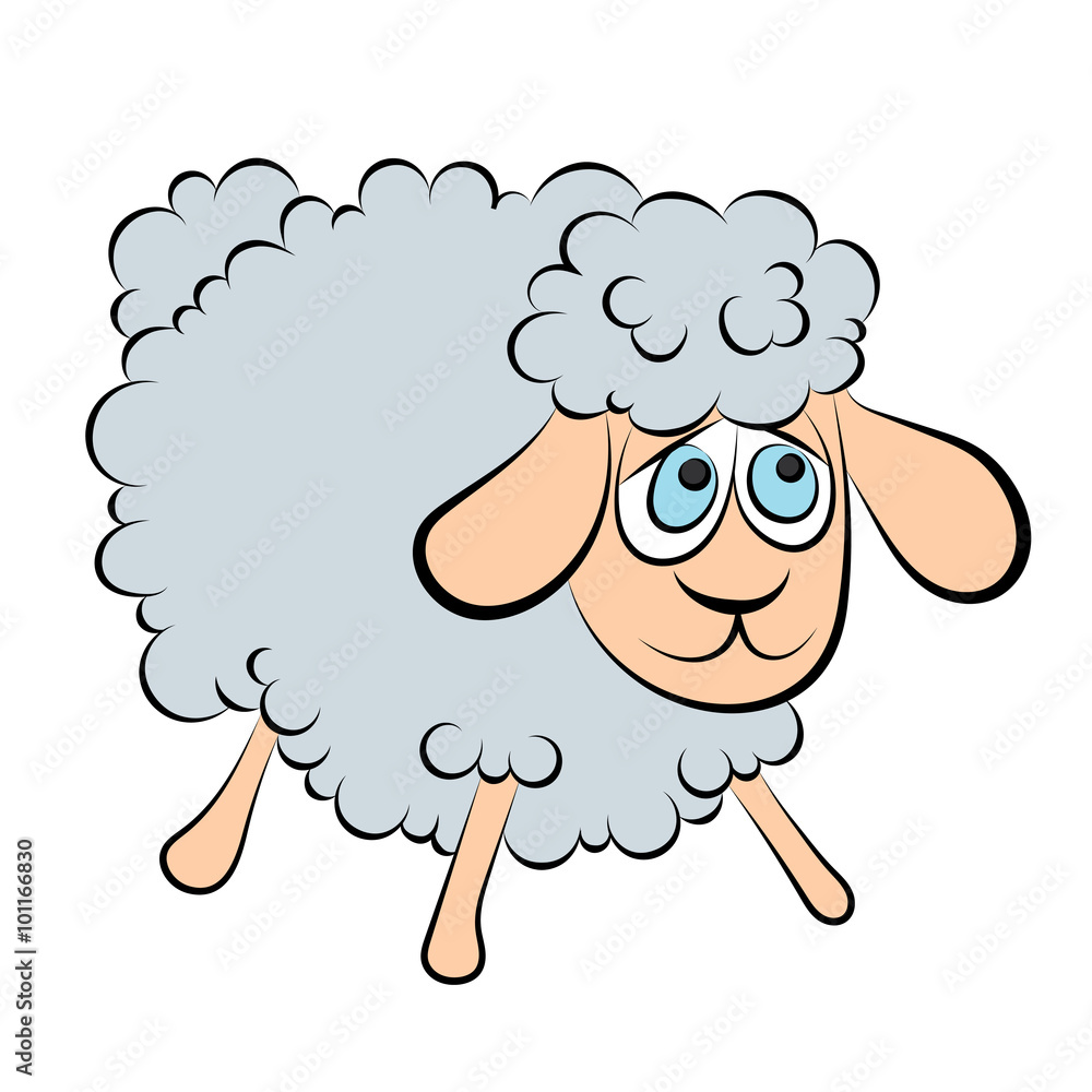 Illustration of a cheerful lamb with blue eyes Illustration of a cheerful lamb with blue eyes