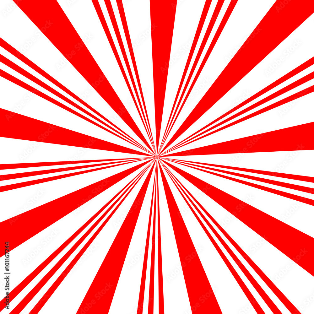 Red white sunbeam background. Red striped abstract wallpaper
