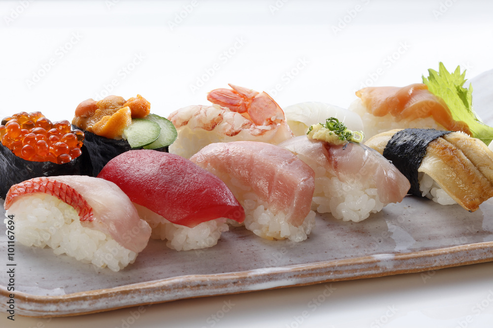 Japanese seafood sushi /many tasty fresh japanese sushi with tuna, caviar and shrimp Japanese seafood sushi /many tasty fresh japanese sushi with tuna, caviar and shrimp