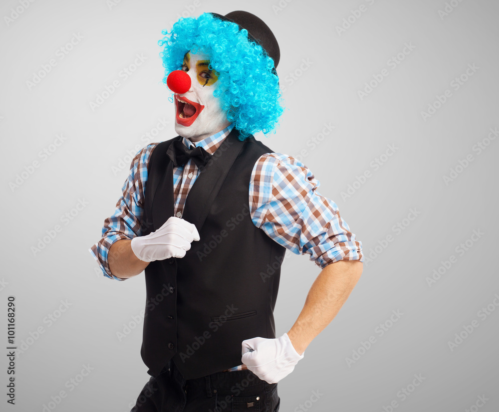 portrait of a funny clown over white portrait of a funny clown over white