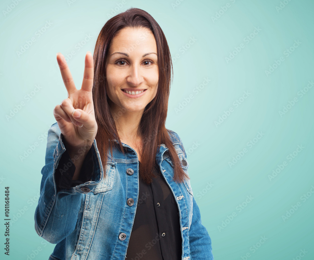 woman doing a number two gesture woman doing a number two gesture