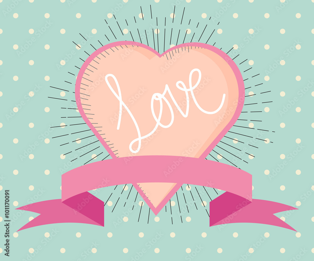 love heart vintage style with hand writing love background