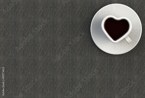 Coffee cup shape heart on gray stone table