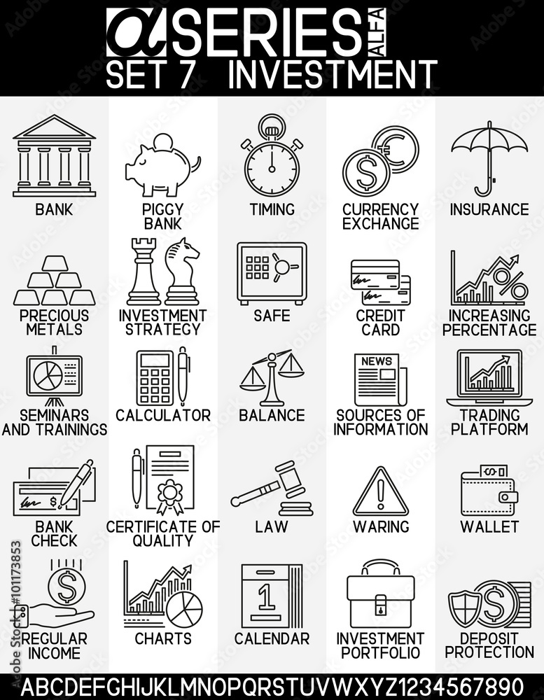 Set of icons business and investment