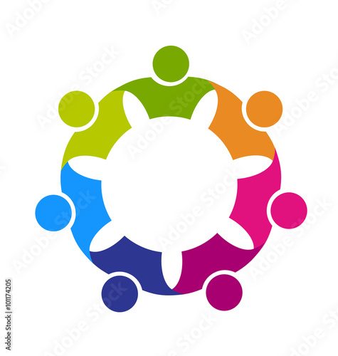 Teamwork hugging people logo vector icon