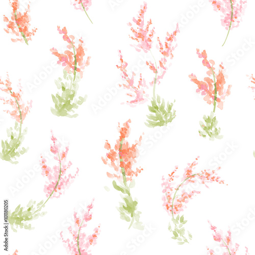 Hand painted watercolor flowers seamless pattern. Vector illustration