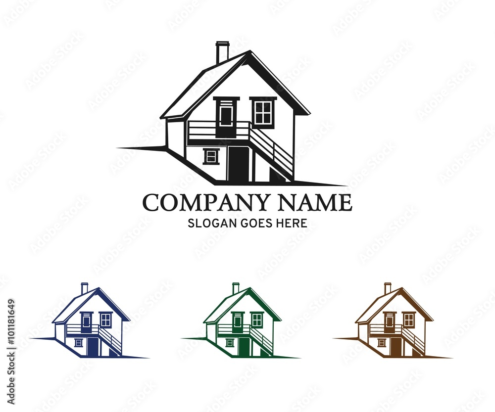 modern classic real estate and cabin house logo