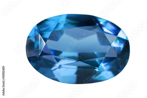 single blue sapphire isolated on white