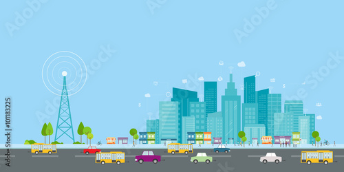 wireless signal of internet in business city.internet connection.social on line business
