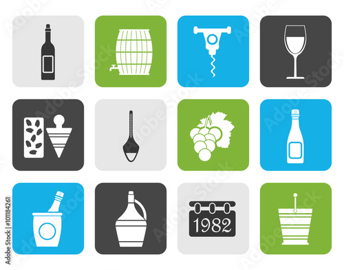 Flat Wine Icons - Vector Icon Set