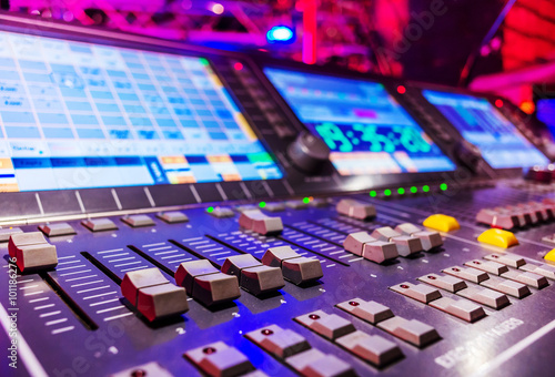Принти на полотні Professional audio sound mixer with buttons and sliders
