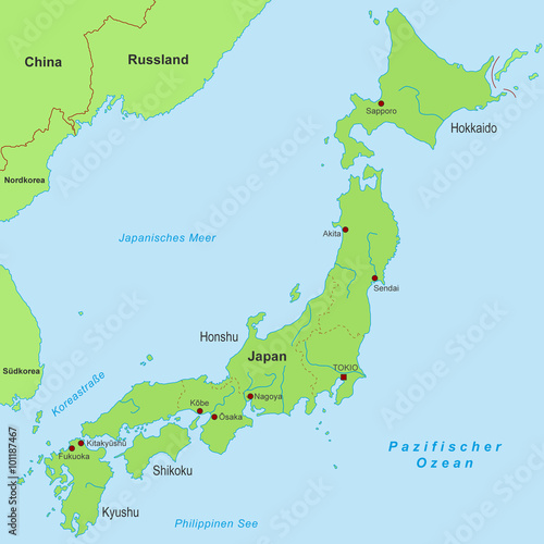 Karte von Japan  detailliert 