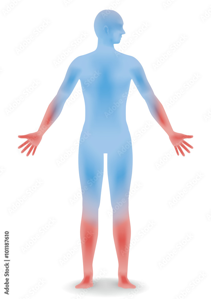 human body silhouette and sensitivity to cold, vector illustration human body silhouette and sensitivity to cold, vector illustration