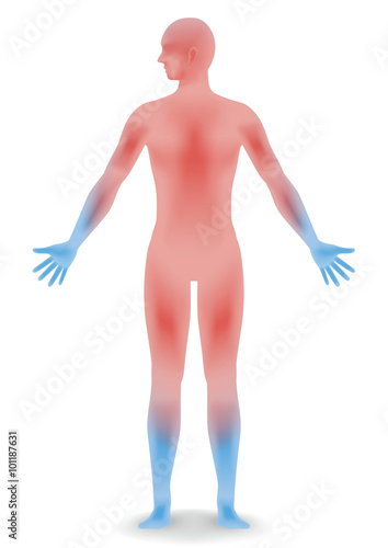 human body silhouette and sensitivity to cold, vector illustration