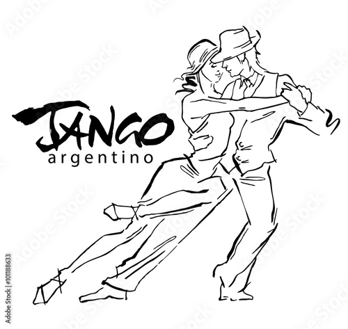 Hand made vector sketch of tango dancers.