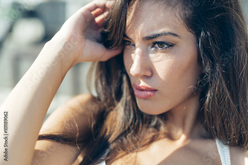 Beautiful woman sunbathing