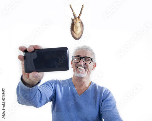 cuckold man takes a selfie after betrayal photo