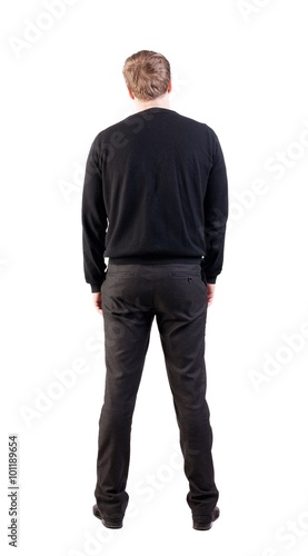 back view of Business man looks ahead