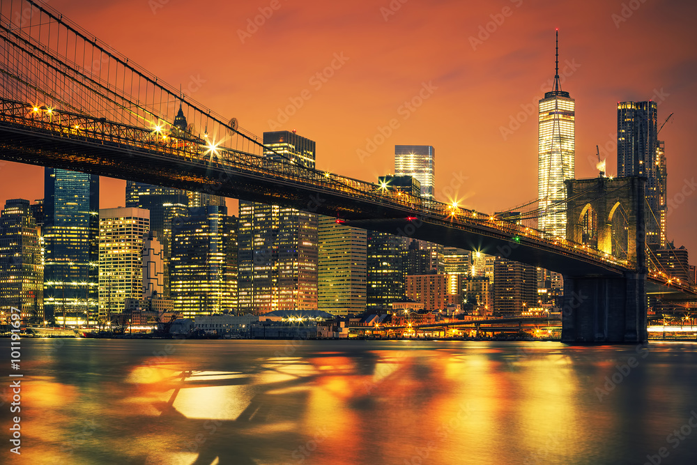Fototapeta Miasto Nowy Jork Manhattan środek miasta przy zmierzchem