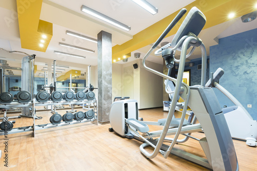 Hotel gym interior with equipment