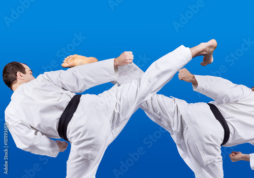 Two blows leg is doing sportsman with a black belt collage