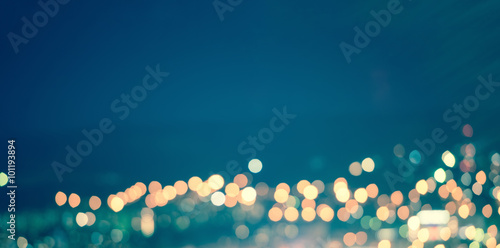 Fotografía abstract blue circular natural bokeh background, city lights wit