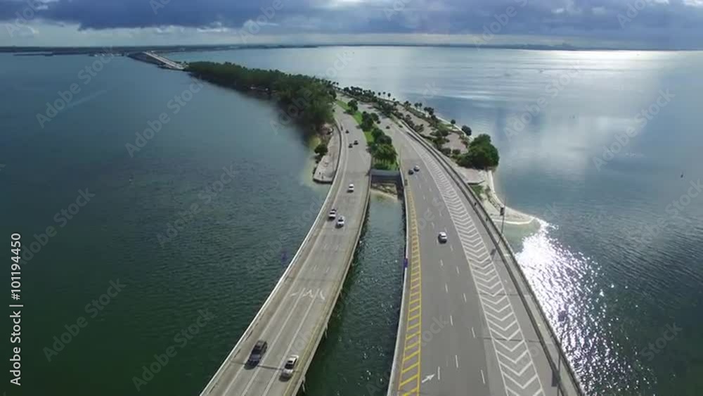 Aerial video of the entrance toll to Key Biscayne FL Aerial video of the entrance toll to Key Biscayne FL