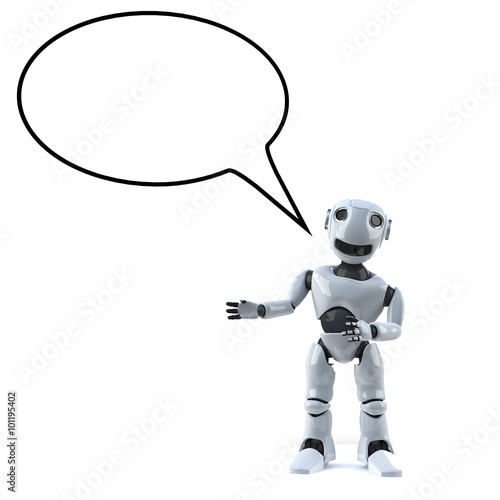 3d Robot with empty speech bubble