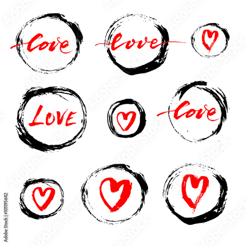 Set of vector grunge ink ci...