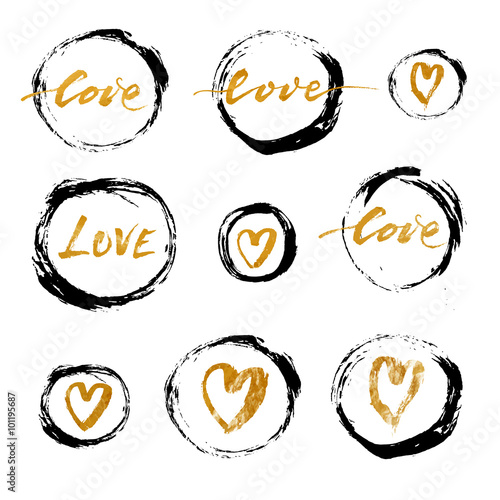 Set of vector grunge ink ci...