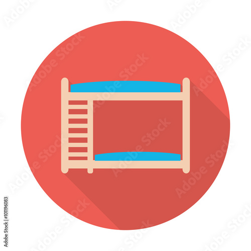 bunk bed flat icon with long shadow for web