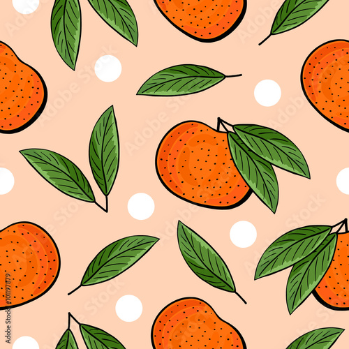 Seamless hand drawn tangerine pattern