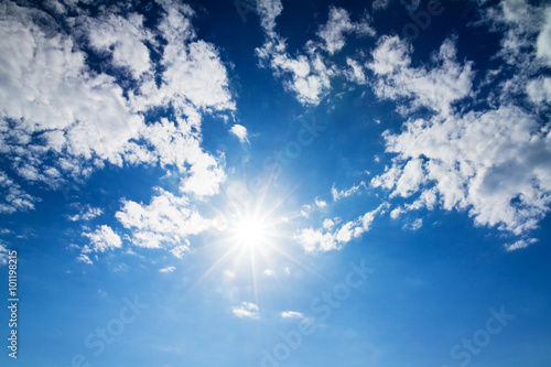 Beautiful sky with a nice cloudscape and bright sun