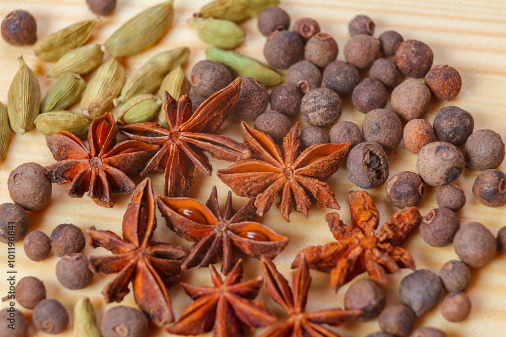 spices wooden table spices wooden table