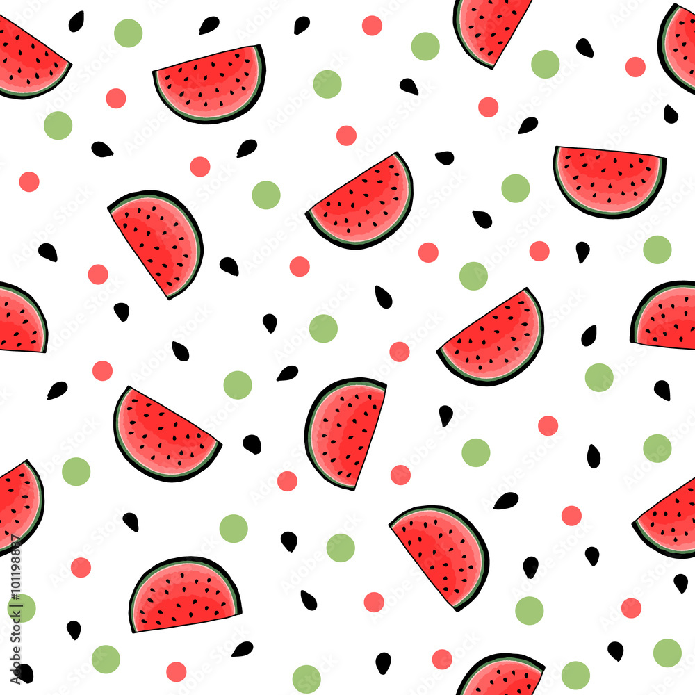 Seamless hand drawn watermelon pattern Seamless hand drawn watermelon pattern