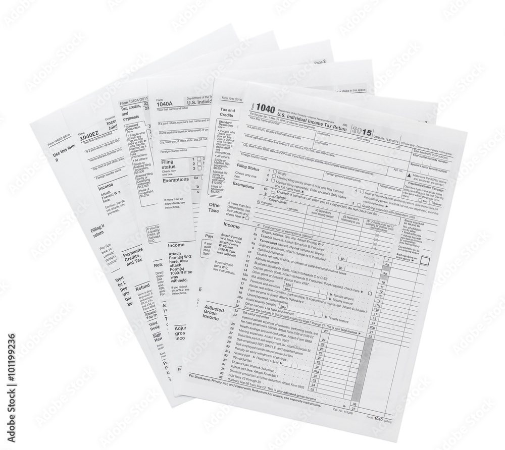 Obraz premium Tax forms isolated on white