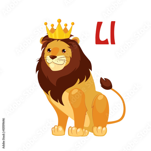 Lion. Funny Alphabet  Animal Vector Illustration
