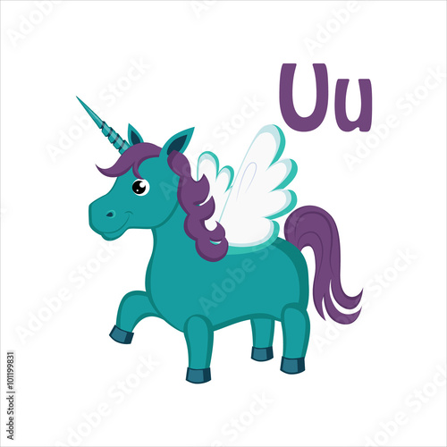 Unicorn. Funny Alphabet, Animal Vector Illustration © topvectors