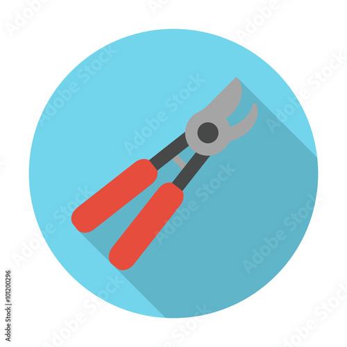 secateurs flat icon with long shadow for web