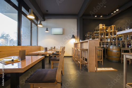 Interior of a modern wine bar