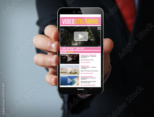 video streaming businessman smartphone