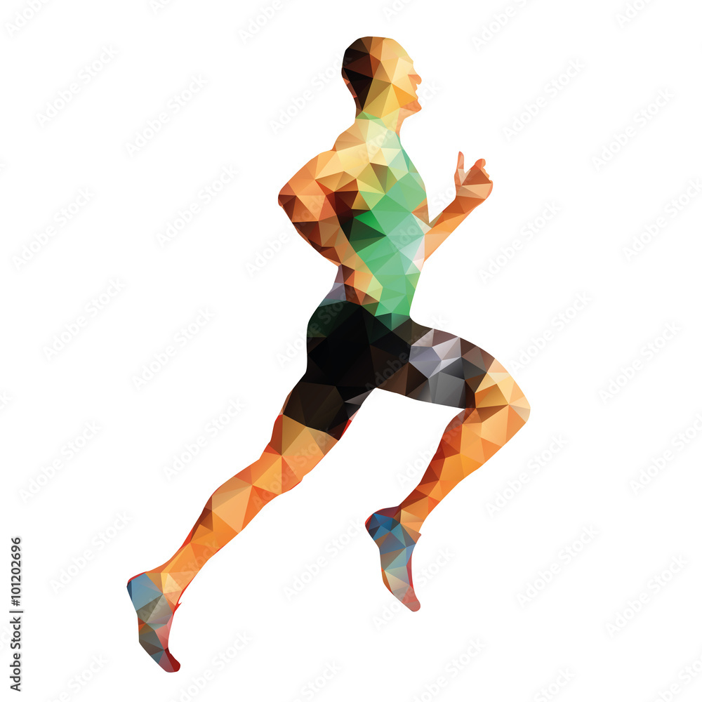 Running man, geometrical vector silhouette Running man, geometrical vector silhouette