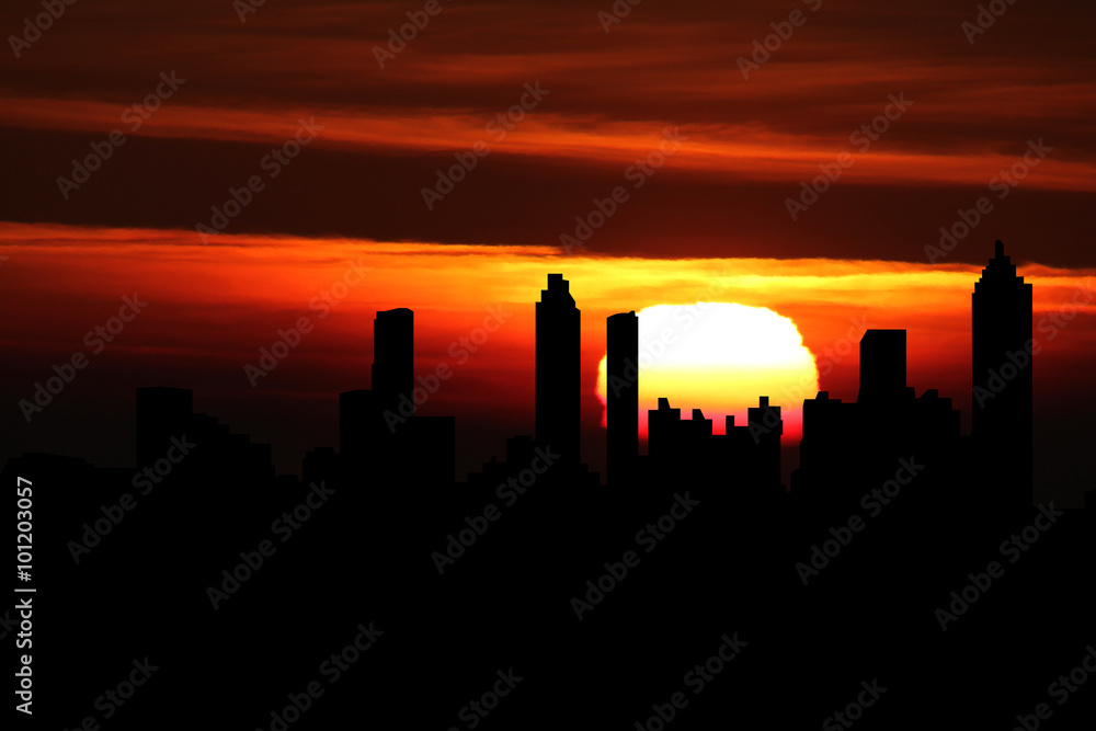 Atlanta skyline at sunset illustration