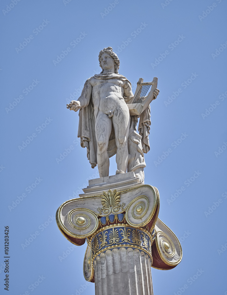 Athens Greece, Apollo the ancient god of fine arts statue Athens Greece, Apollo the ancient god of fine arts statue